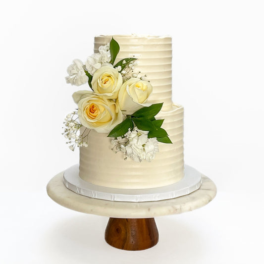 Classic 2 tier cake with white flowers